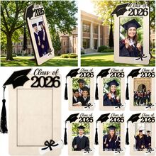 1/3/5pcs Solid Wood Photo Frame, Creative Graduation Cap Shaped Wooden Commemorative Photo Frame, Used To Record Important Milestones In Student Life, Graduation Party Tabletop Decoration, Commemorative Gift For High School And College Graduates - Graduation Photo Frame - View 9