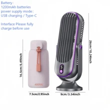 USB 桌面風扇/便攜式風扇/小風扇/靜音風扇 - 1200mAh 可充電高效能鋰電池，雙馬達 720° 環繞冷卻風扇 | 冷卻桌面風扇，靜音運作，高品質無刷馬達，5 段風速 - 適用於辦公室、旅行、臥室、露營等，時尚設計，涼爽舒適，便攜式風扇，適用於居家辦公室臥室旅行露營露營車戶外 | 完美禮物 - USB桌上型風扇 - 查看 5