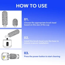 FollowBreak Electric Cup Cleaning Brush, Equipped With 2 Types Of Brush Heads, One-Touch Start, Rechargeable Design, Suitable For Various Sizes Of Glass Cups, Ceramic Cups, Metal Cups Kitchen Cleaning Tool - Handheld Scrubber - View 4