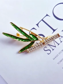 1pc Vintage Exquisite Bamboo Brooch, Simple Fashion Clothing Accessory, Versatile Clothing Pin - Multicolor - View 3