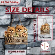 2D Flat 1pc Bohemian Style Pomeranian Welcome Sign - Wooden Wall Hanging Decor Suitable For Dog Themed Decoration With Pomeranian Pattern Asymmetrical Shape Fits Narrow Space Pet Owner Holiday Gift 2D Flat - Multicolor - View 2