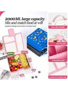 1 pieza Caja Bento Dividida a Prueba de Fugas, Contenedor Portátil para Almacenar Snacks, Caja de Almuerzo Reutilizable Caja de Snacks - Multicolor - Ver 4