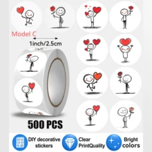 500pcs Stick Figure Label Stickers, Cartoon Cute Creative Label Round Stickers Children's Scrapbook Sealing Stickers, Suitable For Gift Packaging, Food Packaging Sealing, Laptop Decoration, Refrigerator Decoration - Multiple Styles - View 11