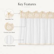 1pc Japanese Style Striped Ruffle Half Curtain, No-Drill Tie-Up Sink Curtain, Kitchen Cabinet Decorative Cover Cloth (Size 76*54cm) - Beige Square Patchwork - View 6