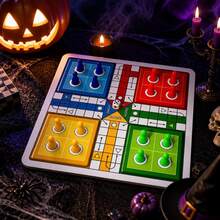 LUDO Classic Dice Game 2-4 Player Travel Board Game Set, Interactive Board Game, Suitable For Family Christmas Halloween Game Night, Classic LUDO For Christmas, Party, Portable Competitive Board Game Set, Includes Board, Dice And Game Pieces - Multicolor - View 10