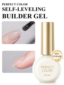 PERFECT COLOR Gel Constructor Autonivelante Cristalino – Curado Rápido, Extensiones de Uñas Suaves, Uso Profesional & Doméstico, Gel UV LED Removible 8ml - transparente - Ver 1