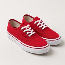 Women's Canvas Sneakers, Casual Skate Shoes, Basic Comfortable, Lightweight, And Affordable Everyday Wear. - 紅色 - 查看 8