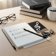 音樂文具套組 鋼琴音符橡皮擦 螺旋筆記本 鉛筆 禮品袋 組合禮物套裝 - 多色 - 查看 2