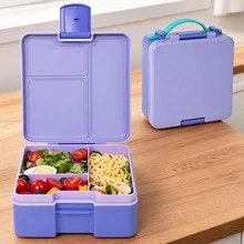 1 pieza Caja de almuerzo dividida a prueba de fugas, contenedor portátil de almacenamiento de aperitivos, caja de almuerzo reutilizable caja de aperitivos - Multicolor - Ver 7