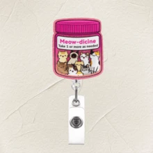 TONAVIETO 1pc Meow-Dicine Badge Reel Acrylic Retractable Badge Holder Clip With Swivel Alligator Clip For Nurse Doctor Office Worker ID Card Decor - 1PC - View 2