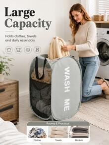 Multifunctional Foldable Laundry Basket, Pop-Up Mesh Dirty Clothes Basket With Durable Handles, Extra Large Capacity, Suitable For Dirty Clothes, Closet, Travel, Dorm - Multicolor - View 8