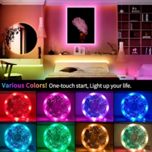 1-10m RGB LED 燈條 5050，24鍵紅外線遙控 USB 供電 自黏可裁剪 電視背光 家用臥室櫥櫃節日裝飾燈 - 24K-5050RGB - 查看 2