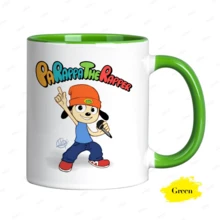 Taza de cerámica con temática de rap de perros, diseño artístico único para hidratación diaria y uso en la oficina, como regalo estético minimalista. - Verde - Ver 5
