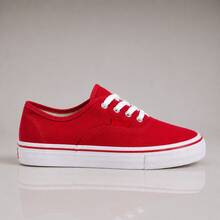 Women's Canvas Sneakers, Casual Skate Shoes, Basic Comfortable, Lightweight, And Affordable Everyday Wear. - 紅色 - 查看 9
