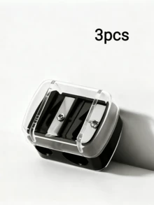 1/2/3/6pcs Transparent Cover Pencil Sharpener, Dual-Hole Sharpener, Portable Makeup Tool, Professional Eyebrow Pencil Eyeliner Pencil Sharpener, Simple And Portable, Suitable For Most Pencil Sizes, Student Stationery, Office Supplies, Back To School Season Must-Have - Double-hole Pencil Sharpener - View 8