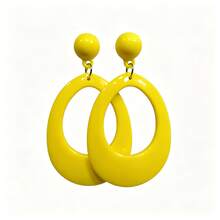 1 Pair Fluorescent Hoop Earrings, Elegant Minimalist Thick Design, 6 Colors Available, Suitable For Women's Daily Wear, Dates, Parties, Holiday Gifts, Acrylic Material, All Season Wear - Multicolor - View 12