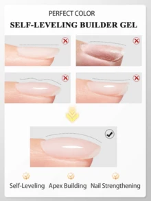 PERFECT COLOR Gel Constructor Autonivelante Cristalino – Curado Rápido, Extensiones de Uñas Suaves, Uso Profesional & Doméstico, Gel UV LED Removible 8ml - transparente - Ver 3