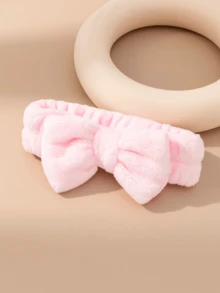 1 pieza Diadema de baño rosa, diadema de maquillaje facial con decoración de lazo de poliéster lindo, adecuada para baño, regalo de Navidad, decoración del hogar y baño, verano - Multicolor - Ver 7