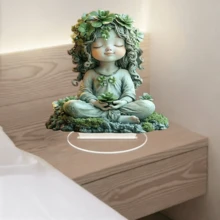 1件森林女神壓克力桌面裝飾品，冥想自然靈魂雕像，苔蘚與藤蔓主題2D平面裝飾，波希米亞禪風居家與辦公室裝飾，適用於瑜伽室、花園祭壇、靈性空間佈置，自然愛好者的理想禮物 - B - 查看 5