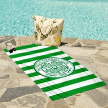 1pc Ultra Soft & Microfiber Beach Towel With Celtic Football Club Logo - Quick Dry, Lightweight, Absorbent Polyester Blend, No Sand For Travel & Swimming, Modern Green & White Striped Design, Ideal For Camping & Beach Gear, Travel Towel | Vibrant Towel | Quick Dry Fabric - A - View 7