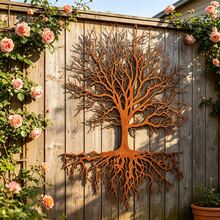 1pc Tree Of Life Rusty Metal Wall Art Sculpture - 11.02 X 15.75 Inches - Add Rustic Charm To Your Garden With Iron Fence Decor - Natural Rustic Style Accent - Perfect For Garden, Home And Yard Decor, Rustic Rusty Gift Idea, And Outdoor Decor Inspiration - C - View 4