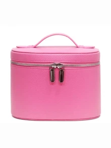 Travel Makeup Bag PU Leather Cosmetic Organizer Case With Handle, Large Capacity Vanity Storage Bag For Toiletries, Skincare & Beauty Essentials - Multicolor - View 19
