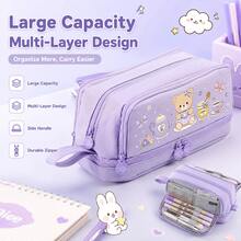 Desktop Stationery Large Capacity Pencil Case, Gift Giving, 4-Layer Zipper Multifunctional Pen Holder,Back To School Supplies, First Day Of School - Multicolor - View 2