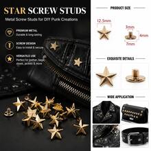 50/20sets Metal Star Rivets Studs: DIY LeatherCraft Accessories For Belt, Bag, Shoes, Cap, Clothes, And Scrapbooking - A - View 4