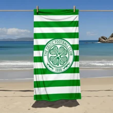 1pc Ultra Soft & Microfiber Beach Towel With Celtic Football Club Logo - Quick Dry, Lightweight, Absorbent Polyester Blend, No Sand For Travel & Swimming, Modern Green & White Striped Design, Ideal For Camping & Beach Gear, Travel Towel | Vibrant Towel | Quick Dry Fabric - A - View 8