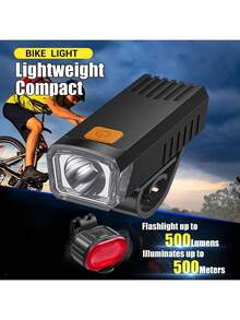 1pc Rechargeable LED Bicycle Light, High Brightness Bike Headlight, Multi-Function Night Riding Light, Portable Floodlight Flashlight, Easy Installation - Black - View 13