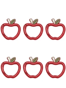 6pcs Cute Apple Shaped Keychain Clips, Suitable For Keychains, Water Bottle Lanyards, Dog Leashes, Bag Clasp Decorative Accessories - Multicolor - View 5