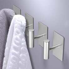 304 Stainless Steel Hooks Available In Black And Gray; Waterproof And Rust-Resistant, Featuring A Drill-Free, Self-Adhesive Design. These Practical Hooks Are Ideal For Bathrooms, Walk-In Closets, And Organizing Everyday Household Items. - Multicolor - View 1