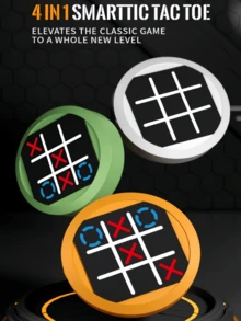 Children's 4-In-1 Tic Tac Toe Memory Training Game Toy Electronic Handheld Game Console Multiple Modes 2-Player Battle Speed Competition Intelligence Development Brain Training Fun Educational Game Parent-Child Interaction Family Party Suitable For 3-12 Years Old Boys And Girls Holiday Birthday Back To School Gift - 彩色 - 查看 4