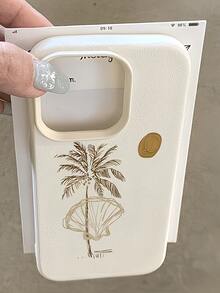 1 Stylish Phone Case, Does Not Include Lanyard Or Stand. Minimalist Vacation Style, White TPU, Fashionable, Shockproof, 1 Piece, Coconut Tree And Shell Design, Full Coverage Case Compatible With 17, 16, 15, 14, 13, 12, 11 Pro, And Series, International Version, Not The Domestic Version. Perfect For A Gift. - 多色 12 - 查看 9
