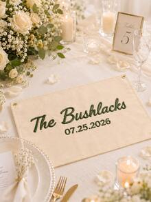 Pancarta de Boda Bordada Personalizada - El texto se puede personalizar para la novia; también es adecuada para decoración de aniversario o cumpleaños - Multicolor - Ver 4