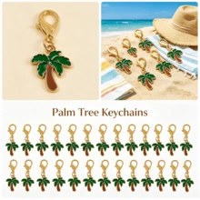 20pcs Green Coconut Tree Keychains With Lobster Clasp, Plant Pendant Key Rings For Bag/Zipper/Shoes Decoration, Birthday, Christmas, Valentine's Day, Graduation Anniversary Gift - Green - View 3