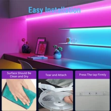 1-10m RGB LED 燈條 5050，24鍵紅外線遙控 USB 供電 自黏可裁剪 電視背光 家用臥室櫥櫃節日裝飾燈 - 24K-5050RGB - 查看 7
