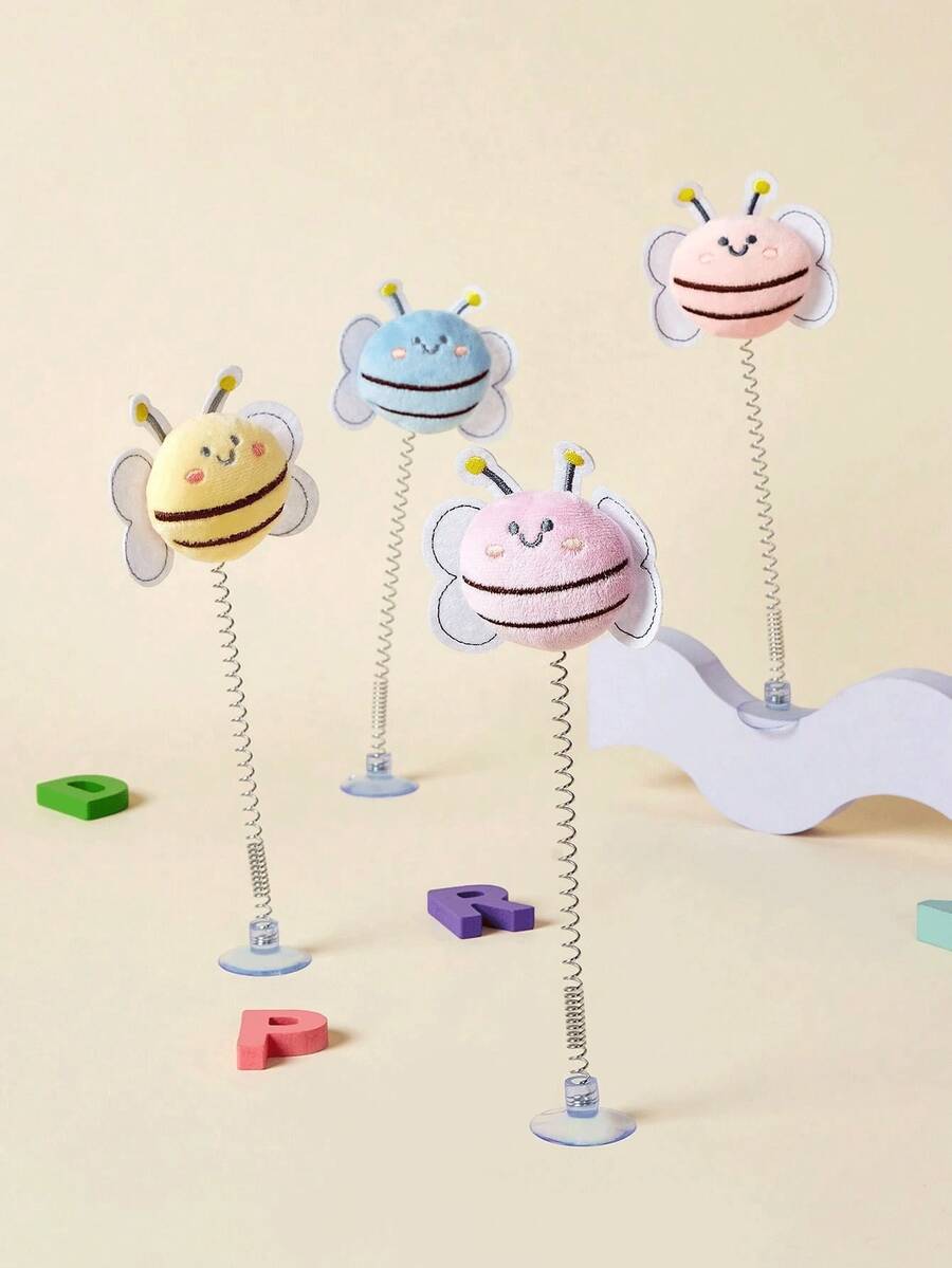 Bee-Shaped Interactive Cat Teaser Toy, Keeps Cats Entertained During Play. Best Effect When Adhered To Glass Surface; If Suction Weakens, Simply Clean The Suction Cup To Restore Optimal Adhesion. - Multicolor - View 1