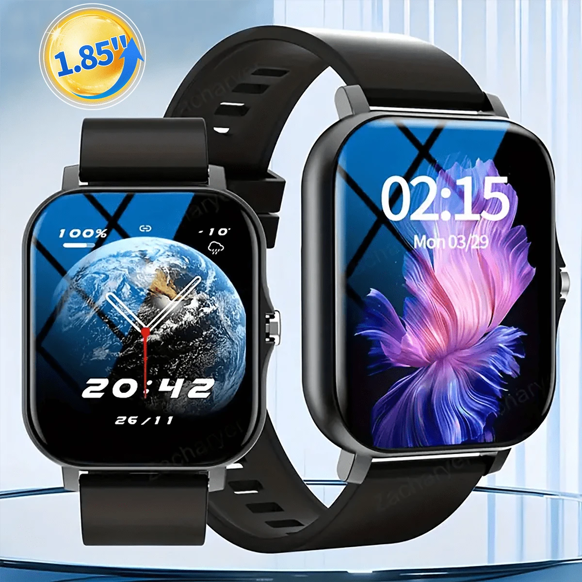 ZhiKexing 1.85 吋全螢幕金屬機身智慧手錶,相容 iOS 與 Android 手機,(接聽/撥打電話),具備多種運動模式/海量錶盤/內建遊戲/AI 語音控制/中性運動手錶 - 查看 1