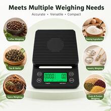 Digital Coffee Scale With Timer Function 5kg/3kg 0.1g High Precision | Backlit LCD Screen, Tare Function & Multi-Unit Conversion, Suitable For Pour Over Coffee, Espresso And Kitchen - 0.1g - View 9