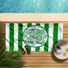 1pc Ultra Soft & Microfiber Beach Towel With Celtic Football Club Logo - Quick Dry, Lightweight, Absorbent Polyester Blend, No Sand For Travel & Swimming, Modern Green & White Striped Design, Ideal For Camping & Beach Gear, Travel Towel | Vibrant Towel | Quick Dry Fabric - A - View 10