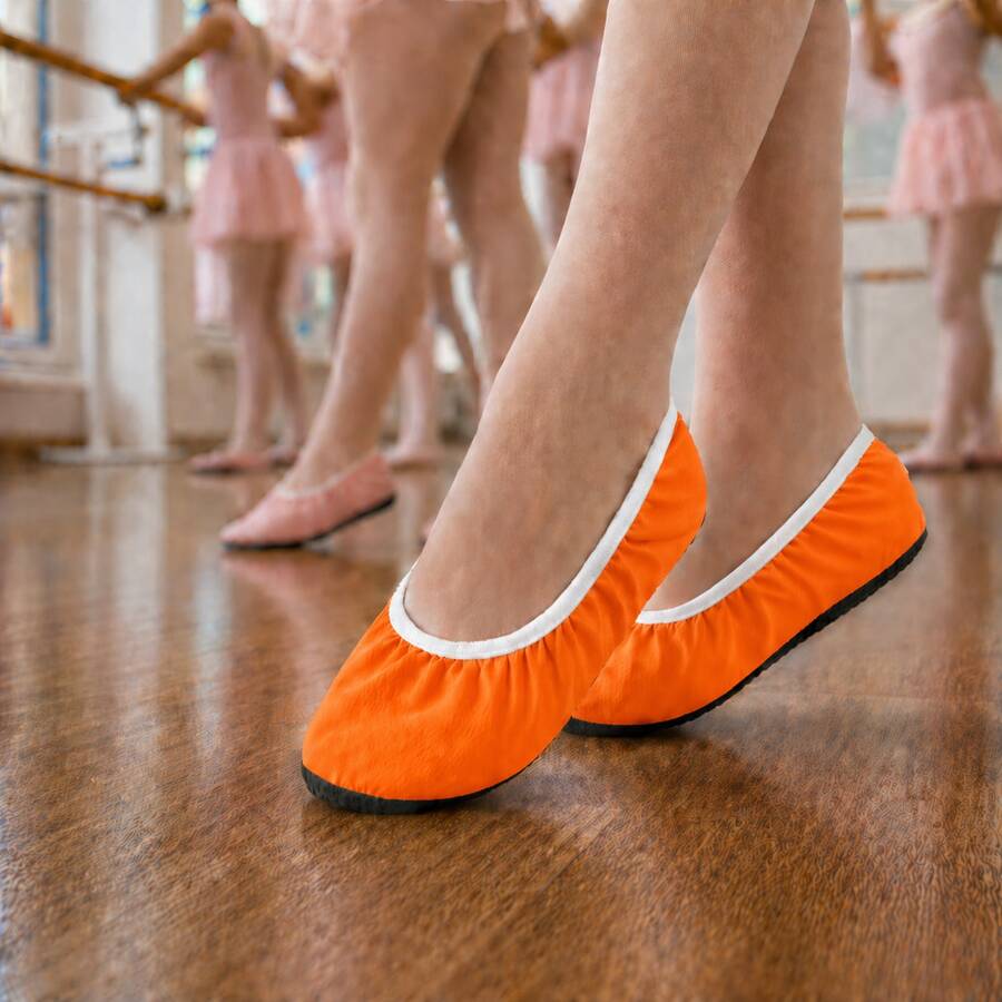 Sapatilha de Ballet Simples Carnaval Jazz Fantasia Diversão Par Sortidas - Laranja - Visão 1