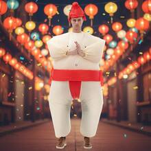 1pc Adult Inflatable Sumo Costume, Fits Height 1.5-2m, Suitable For Christmas, Cosplay, Anime Role Play, Party, Stage Performance And Masquerade - Yellow Sumo - View 1