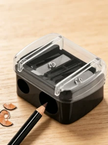 1/2/3/6pcs Transparent Cover Pencil Sharpener, Dual-Hole Sharpener, Portable Makeup Tool, Professional Eyebrow Pencil Eyeliner Pencil Sharpener, Simple And Portable, Suitable For Most Pencil Sizes, Student Stationery, Office Supplies, Back To School Season Must-Have - Double-hole Pencil Sharpener - View 7