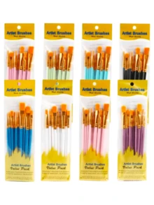 10pcs/Set 2026 New Plastic Handle Paint Brush Set, Oil Painting, Watercolor, Hand Painting, Art Brush Set / Small Amount Of Glue Overflow Is Normal - Multicolor - View 2