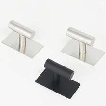 304 Stainless Steel Hooks Available In Black And Gray; Waterproof And Rust-Resistant, Featuring A Drill-Free, Self-Adhesive Design. These Practical Hooks Are Ideal For Bathrooms, Walk-In Closets, And Organizing Everyday Household Items. - Multicolor - View 8