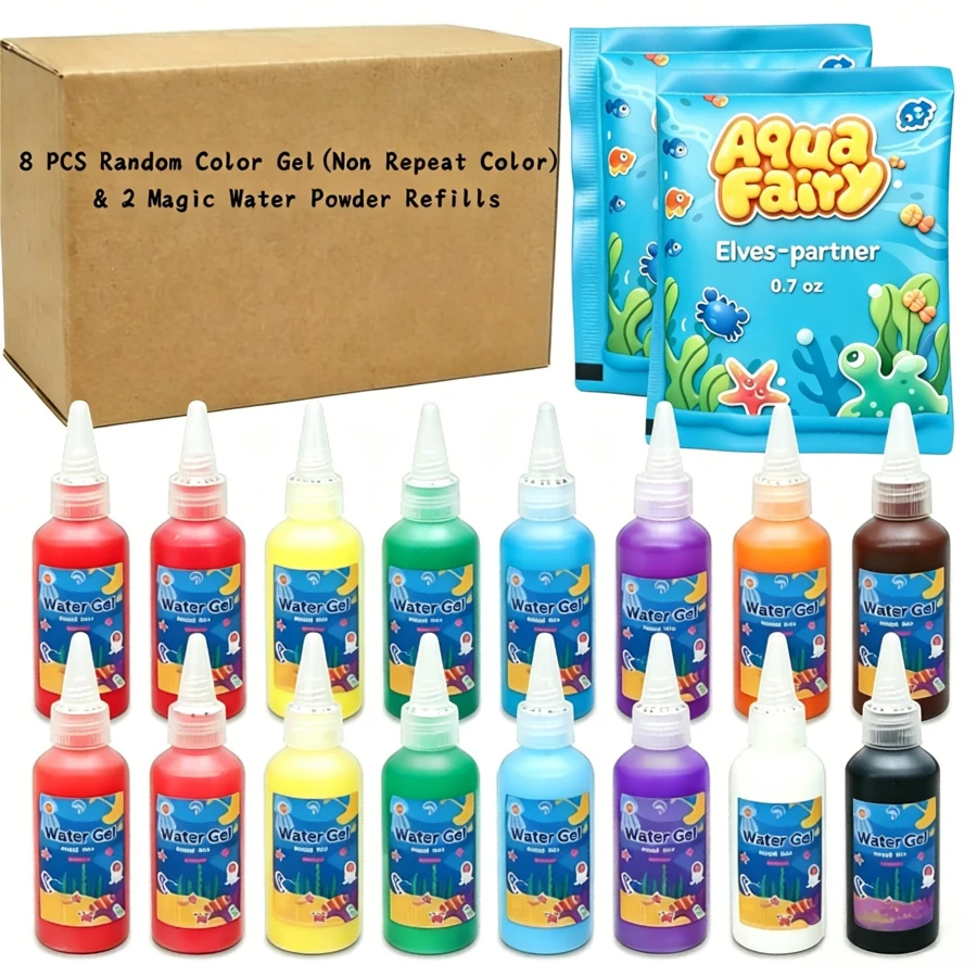 Magic Water Spirit Powder & Random Non-Repeating Color Gel Refill, Narcissus Watercolor Gel Set, Creative Craft Gift From Parents & Grandparents - Suitable For Party Favors & Bath Time - Multicolor - View 1