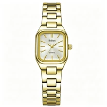 BIDEN Women's Watch, Exquisite And Stylish Square Dial Quartz Watch With Charm, Classic Gold + Box - Gold - View 7