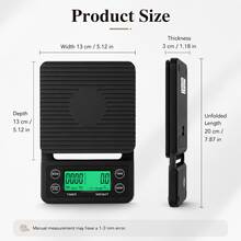 Digital Coffee Scale With Timer Function 5kg/3kg 0.1g High Precision | Backlit LCD Screen, Tare Function & Multi-Unit Conversion, Suitable For Pour Over Coffee, Espresso And Kitchen - 0.1g - View 3