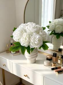 80/40pcs White Peony Artificial Flowers, Silk Peony Artificial Flowers With Stems, Realistic, Suitable For Table Centerpiece Decoration, Wedding, Home, Party, Bridal Bouquet Decoration (White) - White - View 4